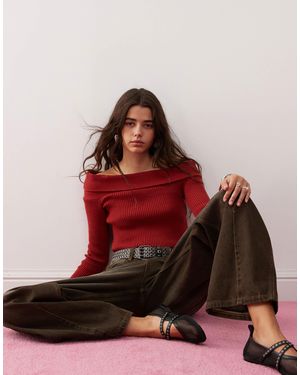 Pull coupe carrée en maille crochet avec manches évasées