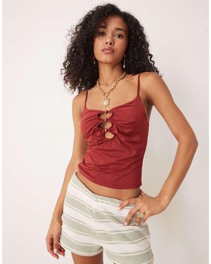 ASOS – figurbetontes, gerafftes camisole-top - Rot