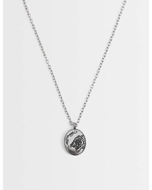 Ed Hardy Tiger Oval Pendant Necklace - White