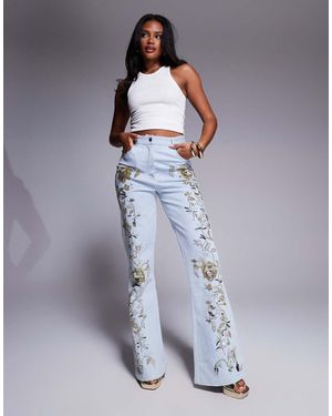 ASOS Premium Embellished Gold Denim Jeans - Grey
