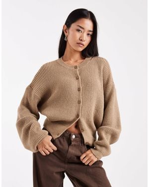 ASOS Knitted Cardigan With Cocoon Sleeve - Brown