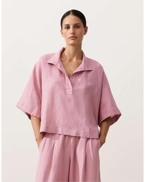 Oysho Oversize Short-sleeved 100% Linen Shirt - Pink