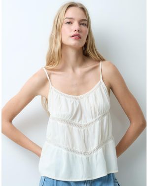 Vila Camisole-oberteil mit spitzenbesatz als kombiteil - Weiß
