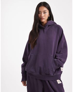 Collusion Circular Design Collection Heavyweight Boxy Hoodie Washed Aubergine - Purple