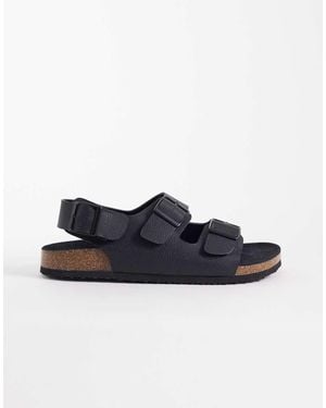 ASOS Three Strap Sandals With Buckles - Blue
