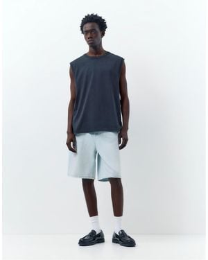 Pull&Bear baggy Relaxed Fit Denim Bermuda Shorts - Blue