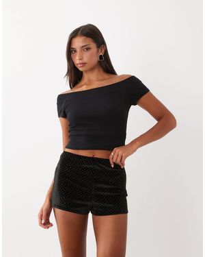 TFNC London Hotfix-samt-hotpants - Schwarz