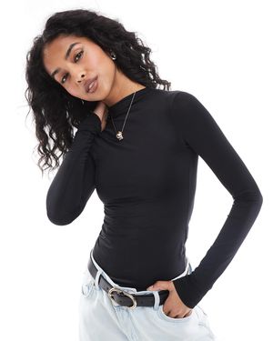 Pull&Bear Polyamide Sculpt Long Sleeve Bodysuit - Blue