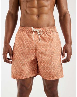Mango Printed Swim Shorts - Orange