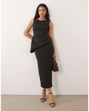 ASOS Midi Asimmetrico Drappeggiato - Nero