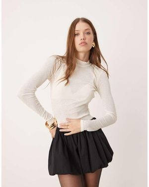 New Look Top A Maniche Lunghe - Neutro