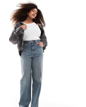 Dr Denim Plus Vaqueros Azul Medio Envejecido Deslucido De Pernera Recta Moxy De
