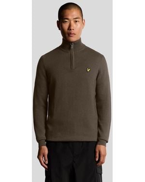 Lyle & Scott Cotton Merino 1/4 Zip Jumper - Brown