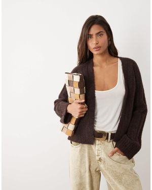 ASOS – strickjacke ohne verschluss mit breiter rippenstruktur - Braun
