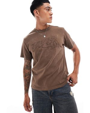 Weekday Toby Boxy Fit T-shirt With Applique Graphic - Brown