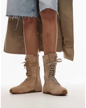 Bronx Lace-up Boxing Boots - Brown