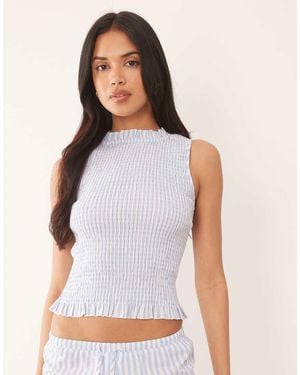 The Frolic Exclusive Cotton Shirred Sleeveless Top Co-ord - White