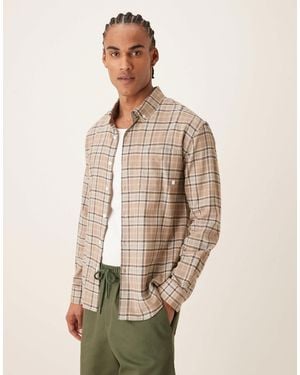 Farah Sands Long Sleeve Logo Shirt - Natural