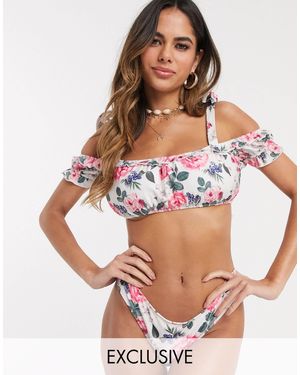 Peek & Beau Fuller Bust Exclusive Polyester Bardot Bikini Top - White