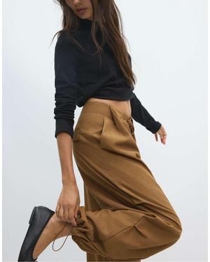 Stradivarius Technische Geplooide Broek - Bruin