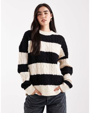 Daisy Street Oversized Cable Knit Sweater - Multicolour
