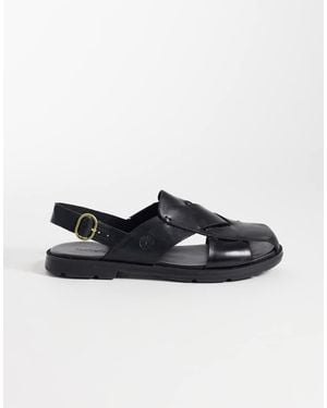 Timberland Sandalias Negras De Cuero Calista Bay - Negro