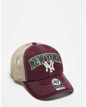 '47 Gorra De Camionero Burdeos Con Diseño De Texto De Los Ny Yankees Clean Up De - Rojo