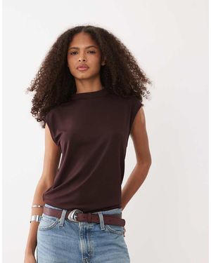 Mango Top Asimmetrico Senza Maniche Color Fico - Marrone