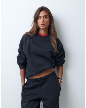 ASOS Sweat regular à manches raglan en molleton gratté - Bleu