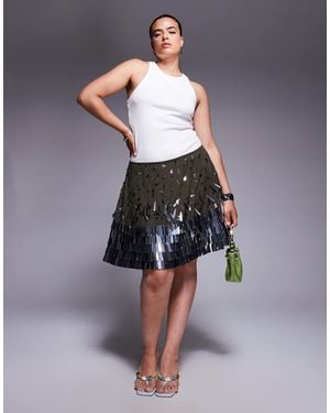 ASOS Asos Design Curve Tear Drop Sequin Mini Skirt - Gray