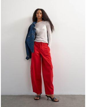 TOPSHOP Pantalón Cargo Con Cintura Anudada En - Rojo