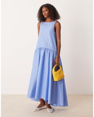 ASOS Drop Waist Cotton Maxi Dress - Blue