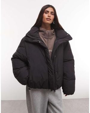 Weekday High Neck Oversized Puffer Coat - Black