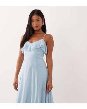 Vero Moda Midi Cami-Jurk Van Chiffon Met Ruches Aan De Buste - Blauw
