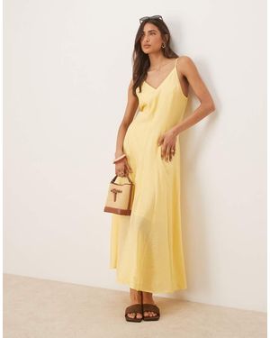 SELECTED Vestido Largo Amarillo Pálido Estructurado De - Neutro