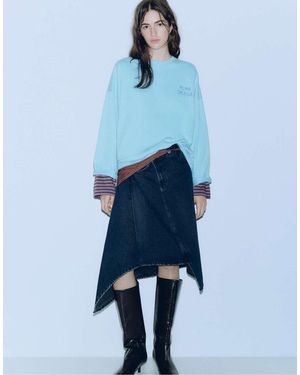 Pull&Bear Gonna Asimmetrica Con Vita Incrociata Verdastro - Blu