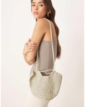 Mango Bolso Bombonera De Croché Con Acabado Metalizado De - Neutro