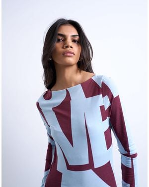 TOPSHOP Abstract Print Long Sleeve Top - White