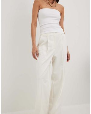 NA-KD Wide High Waist Suit Trouser - White