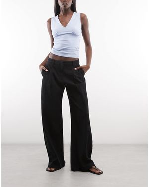 Weekday Pantalones De Sastre Negro Hueso De Pernera Ancha De Tejido Rugoso-Gris