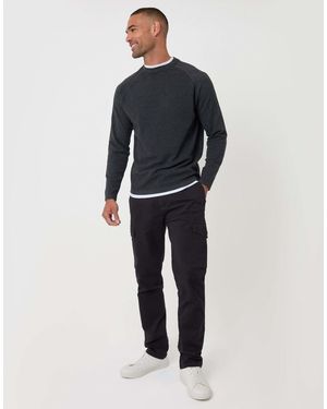 Threadbare Cotton Cargo Trousers With Stretch - Black