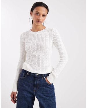 Hollister Pull ajusté en maille torsadée - Blanc