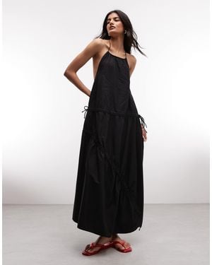 Collusion High Neck Channel Detail Maxi Dress - Black