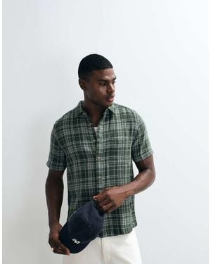 ASOS Regular Fit Textured Check Shirt - Green