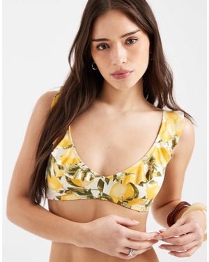 Lindex Lemon Print Bralet Bikini Top - White