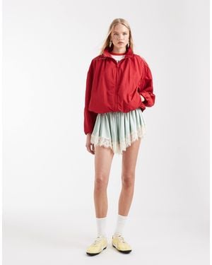 ASOS Oversized Bubble Hem Track Jacket - Red