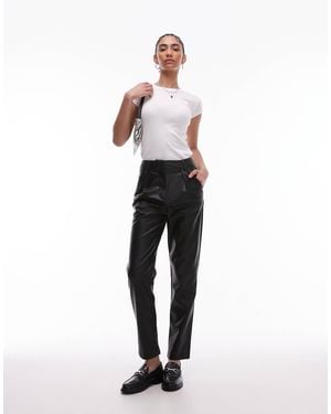 TOPSHOP Faux Leather Peg Trouser - Black
