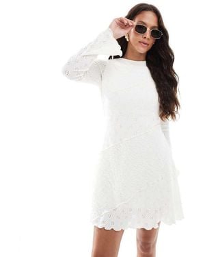 Miss Selfridge Jersey Mixed Texture Tie Back Mini Dress - White