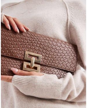 Glamorous Geweven Clutch Tas Met Goudkleurige Metalen Sluiting - Roze