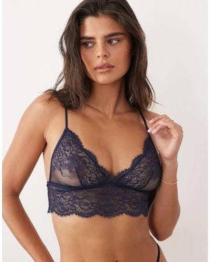 ASOS Misha Bralette Largo De Encaje Fino Tipo Pestaña En - Azul